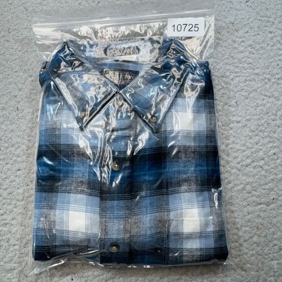 Pendleton Shirt Men Medium Blue Plaid Pocket Button Front Mason Work‎ Hike Gorp - Picture 13 of 13